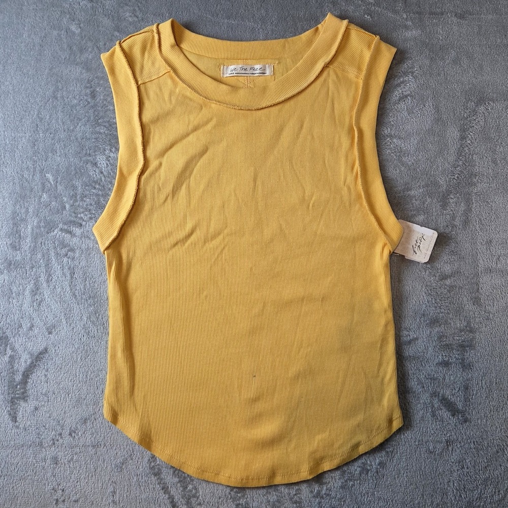 Free People*NEW We The Free Citronelle Sleeveless Ribbed Kate Tank Tee Sz Large